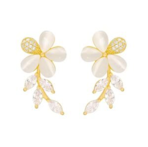 Crystal Leaf Design Drop Earring | A Happy Style Energy Boost